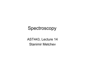 Spectroscopy AST443, Lecture 14 Stanimir Metchev