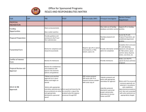 Office for Sponsored Programs ROLES AND RESPONSIBILITIES MATRIX