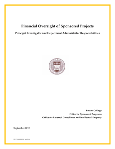 Financial Oversight of Sponsored Projects Principal Investigator and Department Administrator Responsibilities