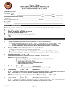 Boston College OFFICE FOR SPONSORED PROGRAMS  SUBRECIPIENT COMMITMENT FORM