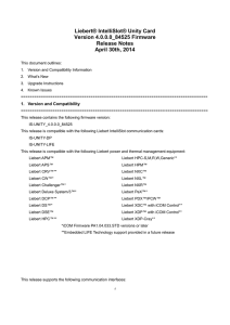 Liebert® IntelliSlot® Unity Card Version 4.0.0.0_84525 Firmware Release Notes April 30th, 2014