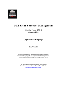 MIT Sloan School of Management Working Paper 4278-03 January 2003 Organizational Languages