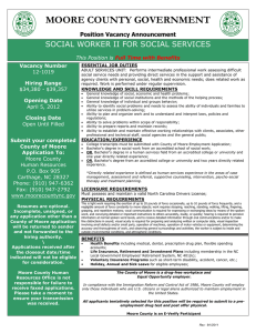 MOORE COUNTY GOVERNMENT SOCIAL WORKER II FOR SOCIAL SERVICES Position Vacancy Announcement