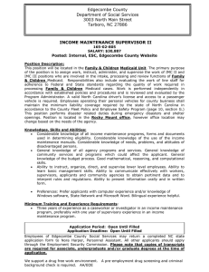 INCOME MAINTENANCE SUPERVISOR II Edgecombe County Department of Social Services