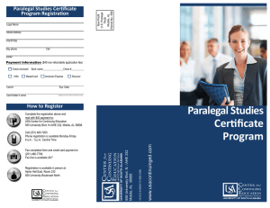 Paralegal Studies Certificate Program Registration