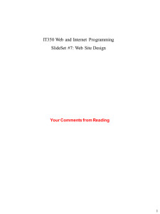 IT350 Web  and Internet  Programming  Your Comments from Reading