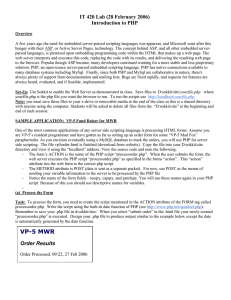 IT 420 Lab (28 February 2006) Introduction to PHP