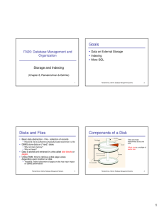 Goals Disks and Files Components of a Disk IT420: Database Management and