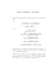 MATH 120 MIDTERM 1 - SOLUTIONS (a) x
