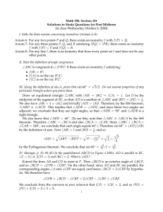 Math 308, Section 101 Solutions to Study Questions for First Midterm