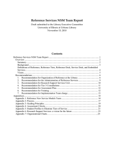 Reference Services NSM Team Report 