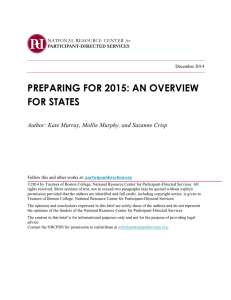 PREPARING FOR 2015: AN OVERVIEW FOR STATES