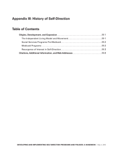 Appendix III: History of Self-Direction Table of Contents III-1 III-2
