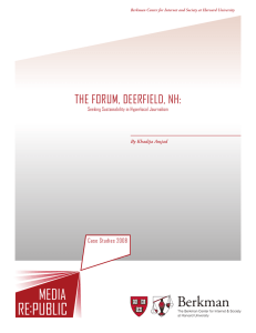 RE:PUBLIC MEDIA the forum, DeerfielD, Nh:
