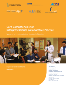 Core Competencies for Interprofessional Collaborative Practice Report of an Expert Panel