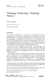 Thinking Technology, Thinking Nature * DANA S. BELU
