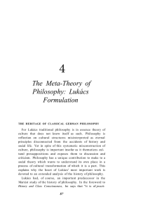 4 The Meta-Theory of Philosophy: Lukács Formulation