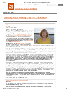 Teaching With Writing Teaching With Writing: The WIC Newsletter Spring 2014_print