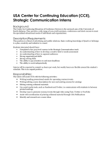 USA Center for Continuing Education (CCE), Strategic Communication Interns Background: