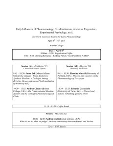 Early Influences of Phenomenology:  Neo-Kantianism, American Pragmatism, Experimental Psychology, et al.