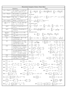 Theoretical Computer Science Cheat Sheet Definitions Series f (n) = O(g(n))