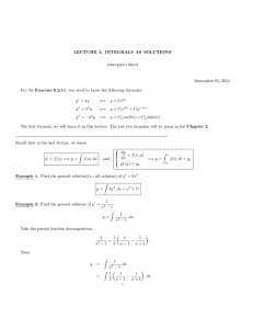 LECTURE 2: INTEGRALS AS SOLUTIONS September 05, 2014