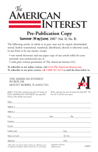 American Interest Pre-Publication Copy Summer (May/June) 2007