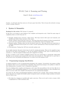 SI 413, Unit 4: Scanning and Parsing ( ) Fall 2013