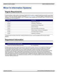 Minor In Information Systems Degree Requirements