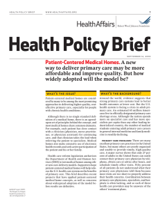 Health Policy Brief Patient-Centered Medical Homes.