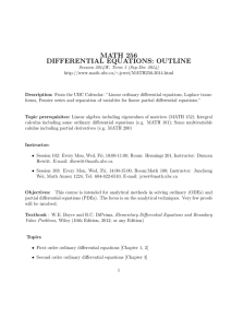 MATH 256 DIFFERENTIAL EQUATIONS: OUTLINE