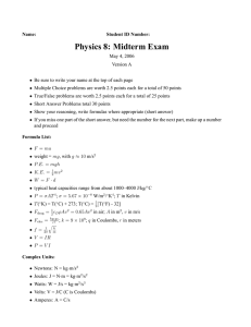 Physics 8: Midterm Exam