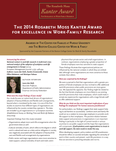 The 2014 Rosabeth Moss Kanter Award for excellence in Work-Family Research A