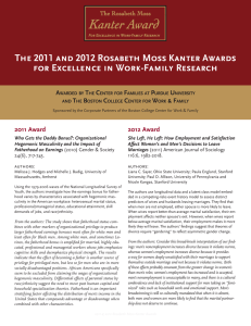 The 2011 and 2012 Rosabeth Moss Kanter Awards 2011 Award 2012 Award