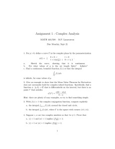 Assignment 1 - Complex Analysis MATH 440/508 – M.P. Lamoureux
