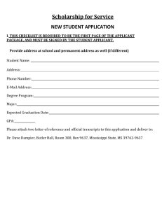 Scholarship	for	Service NEW STUDENT APPLICATION 