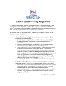 Summer School Teaching Assignments