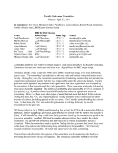Faculty Grievance Committee Minutes, April 13, 2011
