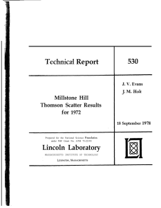 530 Technicd Report Lincoln Laboratory Millstone Hill