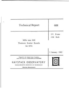 Technical Report 608 HAYSTACK OBSERVATORY J.V. Evans