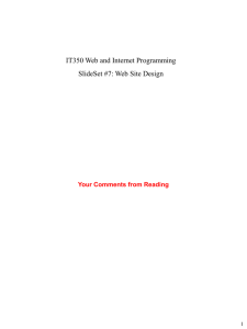 IT350 Web and Internet Programming SlideSet #7: Web Site Design