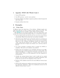 1 Agenda: STAT 401 Week 6 Lab 1