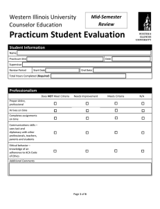 Practicum Student Evaluation  Western Illinois University  Counselor Education  