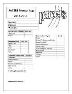 PACERS Mentor Log 2012-2013 Mentor: Student: