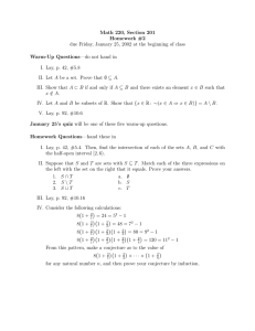 Math 220, Section 201 Homework #2 Warm-Up Questions January 25’s quiz