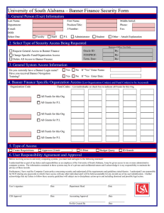 University of South Alabama – Banner Finance Security Form