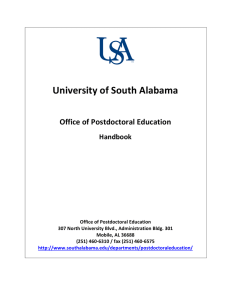 University	of	South	Alabama Office	of	Postdoctoral	Education  Handbook
