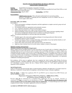 MACON COUNTY DEPARTMENT OF SOCIAL SERVICES EMPLOYMENT OPPORTUNITY Position: Salary Range: