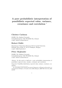 A pure probabilistic interpretation of possibilistic expected value, variance, covariance and correlation