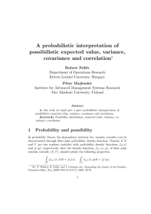 A probabilistic interpretation of possibilistic expected value, variance, covariance and correlation